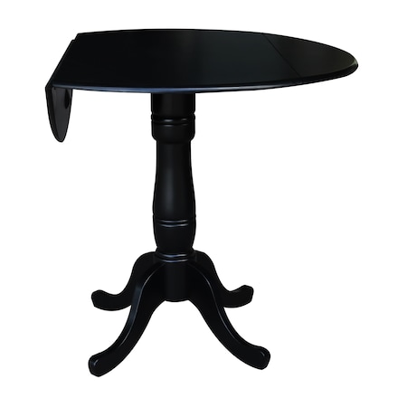 International Concepts Round 42 in Round Dual Drop Leaf Pedestal Table, 41.5 inH, Black, 42 W, 42 L, 41.5 in H, Wood K46-42DPT-6B-2
